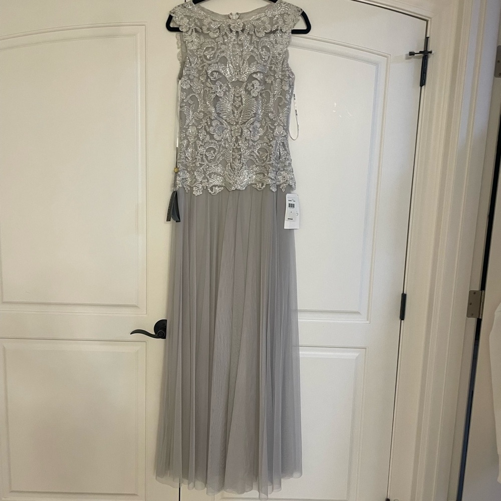 Tadashi Shoji Gray Lace Maxi Dress